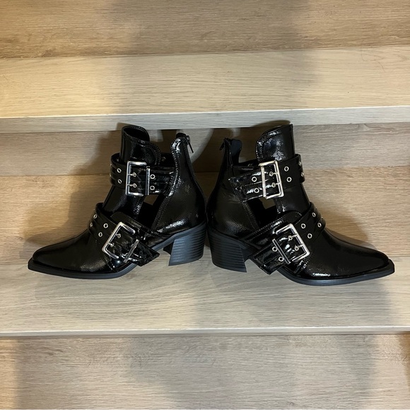 Black Buckle Ankle Boots (Vegan Leather) - Size 9 - Picture 2 of 14